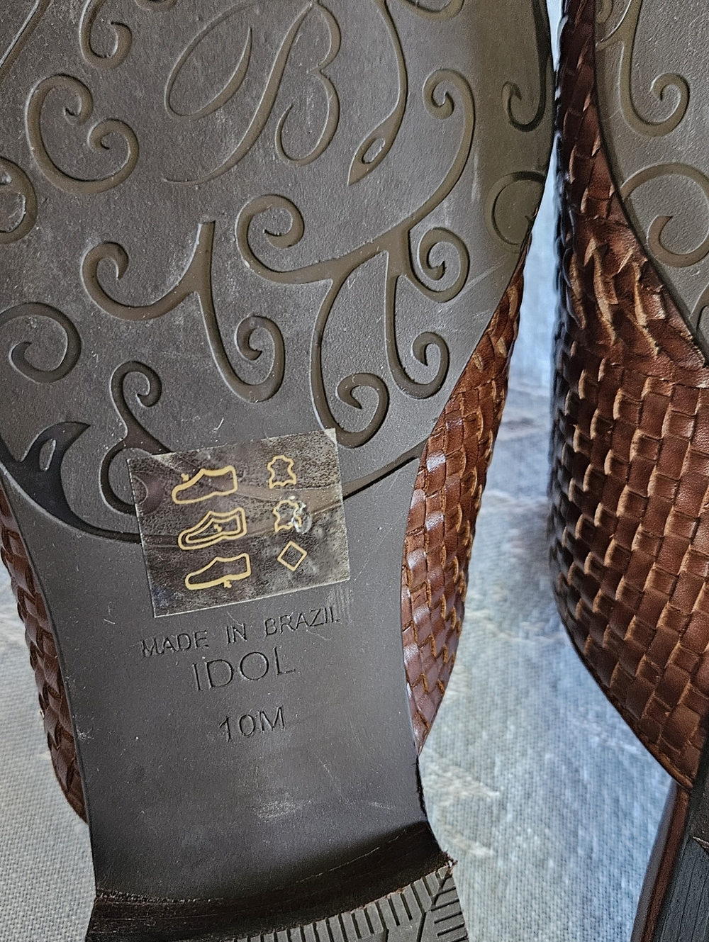 Brighton Brown woven Leather Slip-On mule with block heel Size 10M NWOT - Picture 7 of 8